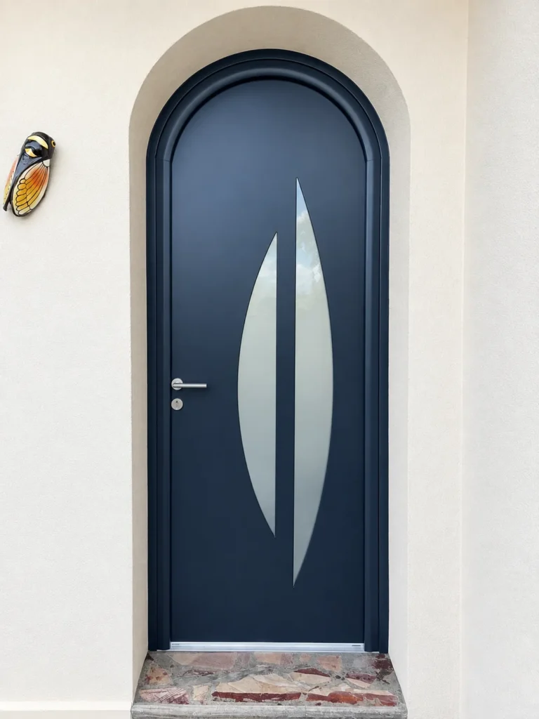 Porte d'entrée sur mesure posée par PML Menuiserie